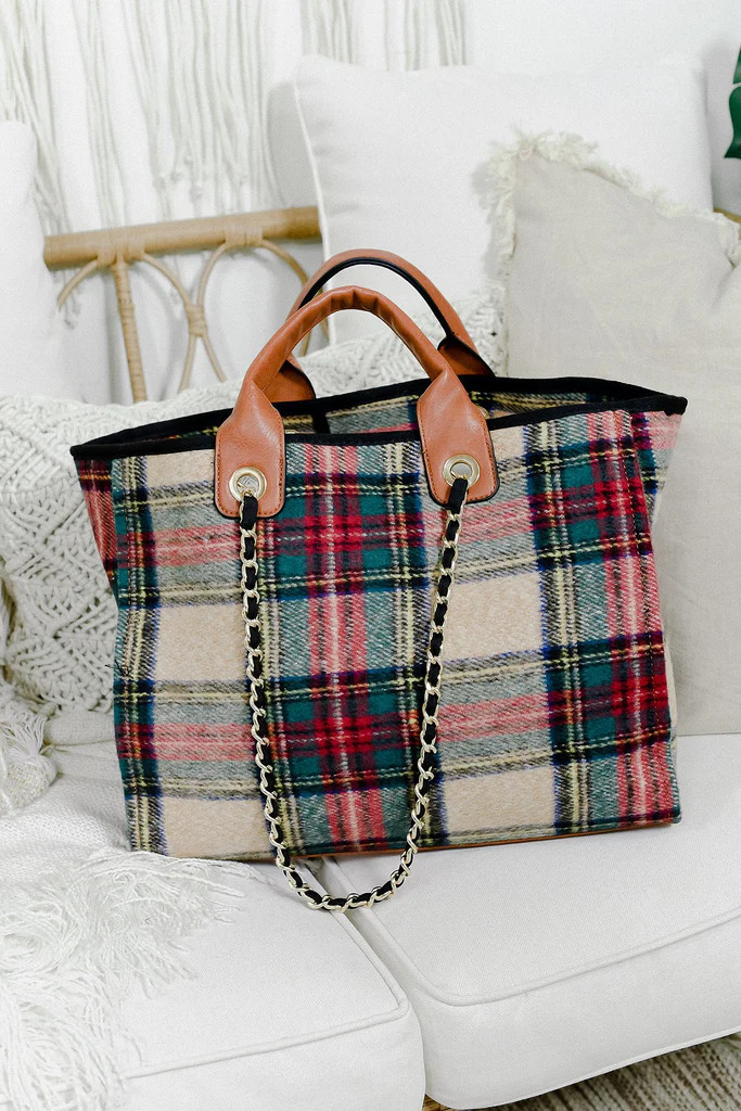 Never Backing Down Green/Multi Color Plaid Bag - BAG1570GN | Tee for the Soul