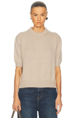 KHAITE Davin Cashmere Sweater in Putty - Beige. Size S (also in L). | FWRD 