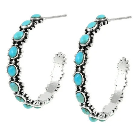 Turquoise Jewelry Hoop Earrings for Women Sterling Silver 925 | Turquoise Network | E1266-C75 | Walmart (US)