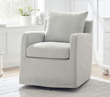Merritt Slipcovered Swivel Glider | Pottery Barn Kids