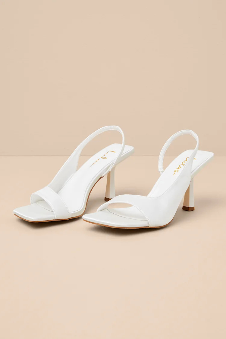 Romillie White Satin Slingback High Heel Sandals | Lulus