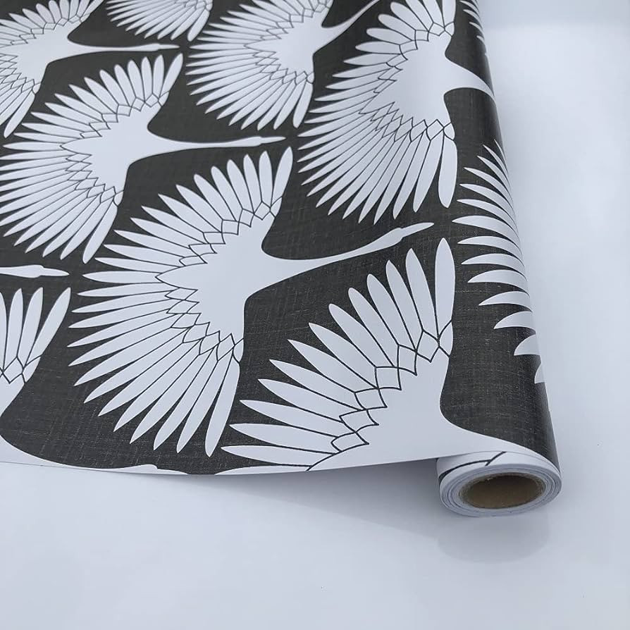MOENMOAI Black and White Wallpaper Self-Adhesive Gray Feather Removable Peel and Stick Wallpaper ... | Amazon (US)
