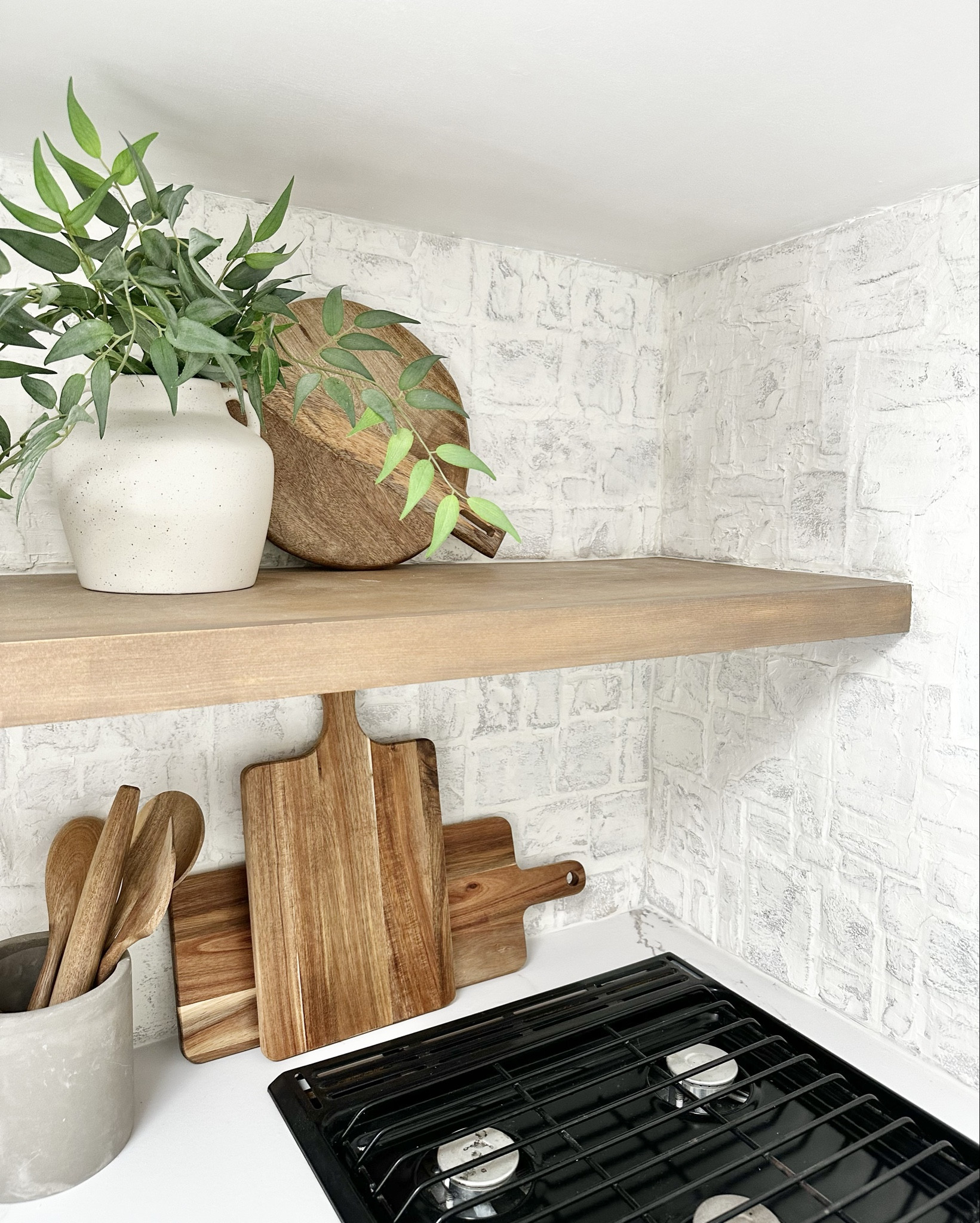 Travel trailer kitchen renovation, faux stone backsplash, diy stone, overgrouted stone, coastal home design, rv reno, rv kitchen

#LTKHome