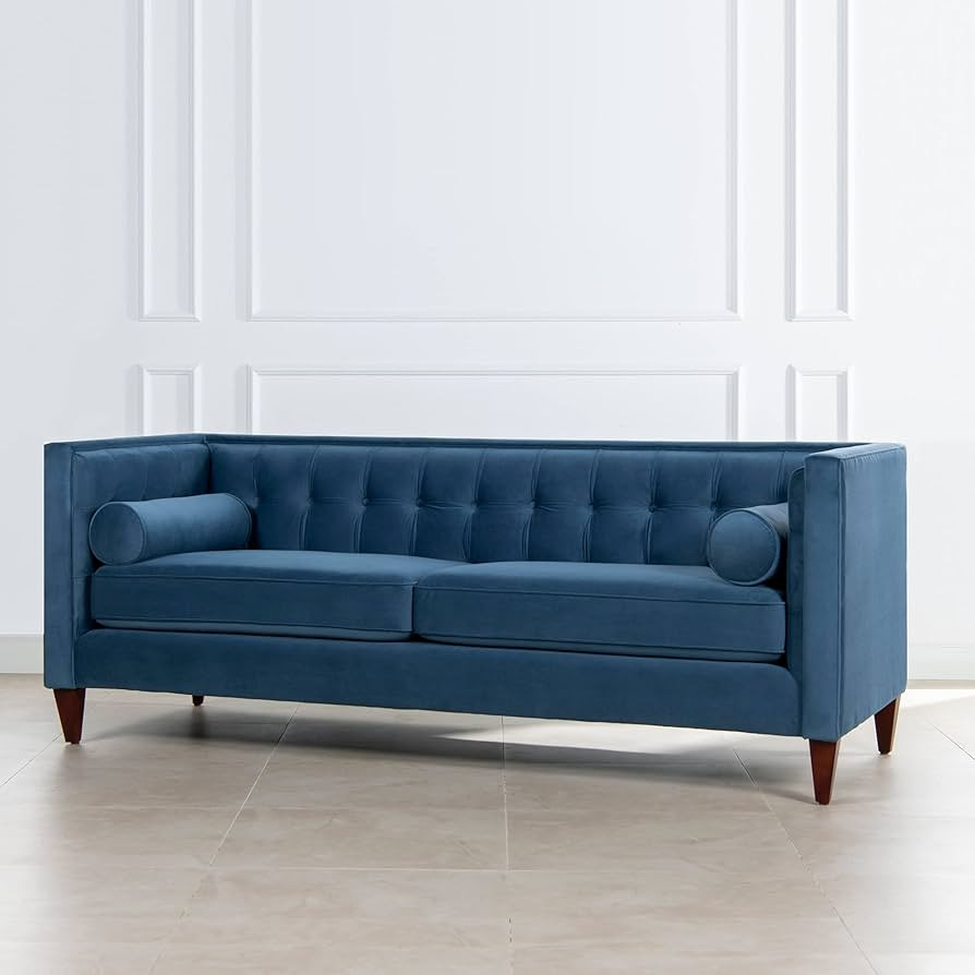 Jennifer Taylor Home Jack 84" Modern Tuxedo Tufted Sofa, Satin Teal Blue Velvet | Amazon (US)