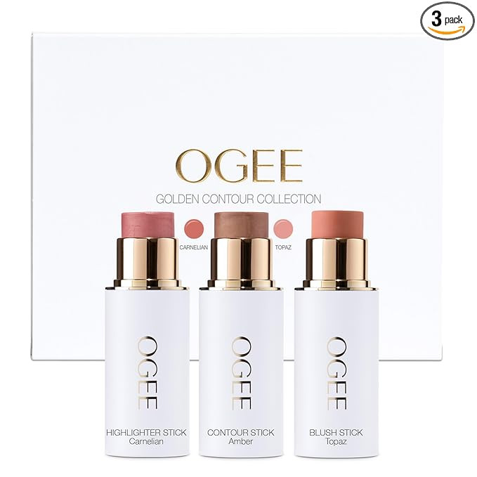 Ogee Face Stick Trio - Golden Contour Stick Makeup Collection - Certified Organic Bronzer, Blush ... | Amazon (US)
