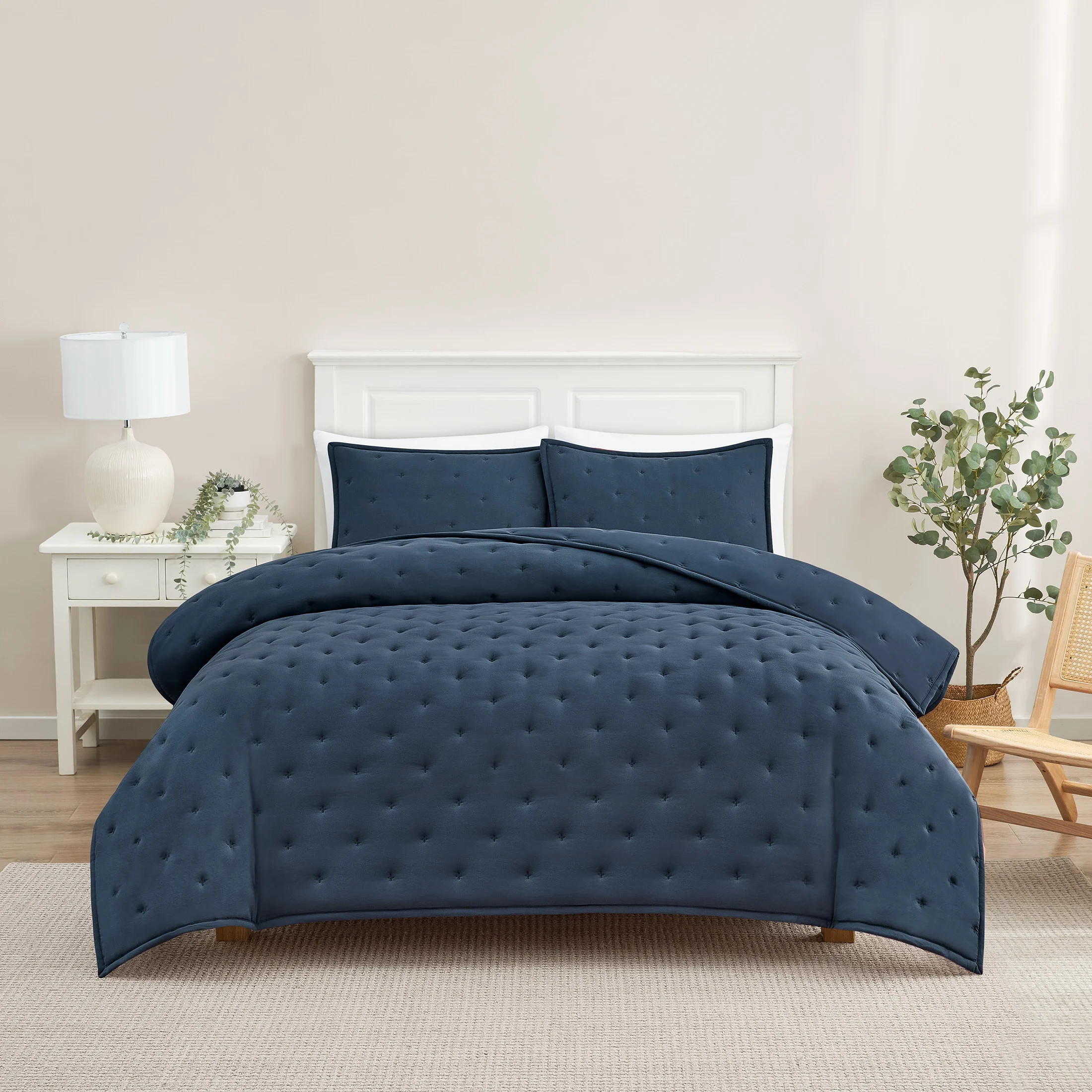 Mainstays Full/Queen Comforter Set, All-Season, 3-Piece, Navy | Walmart (US)