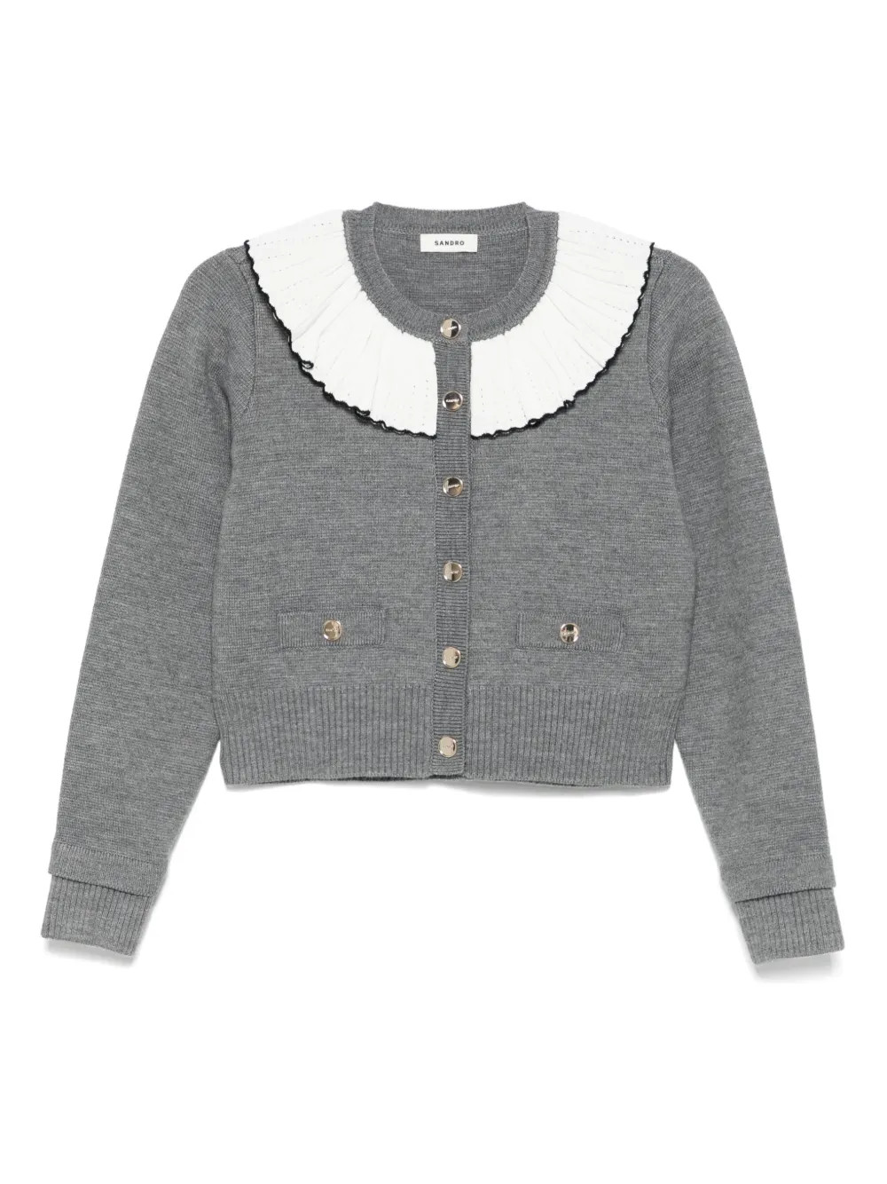 SANDRO round-collar Cardigan | Grey | FARFETCH | Farfetch Global
