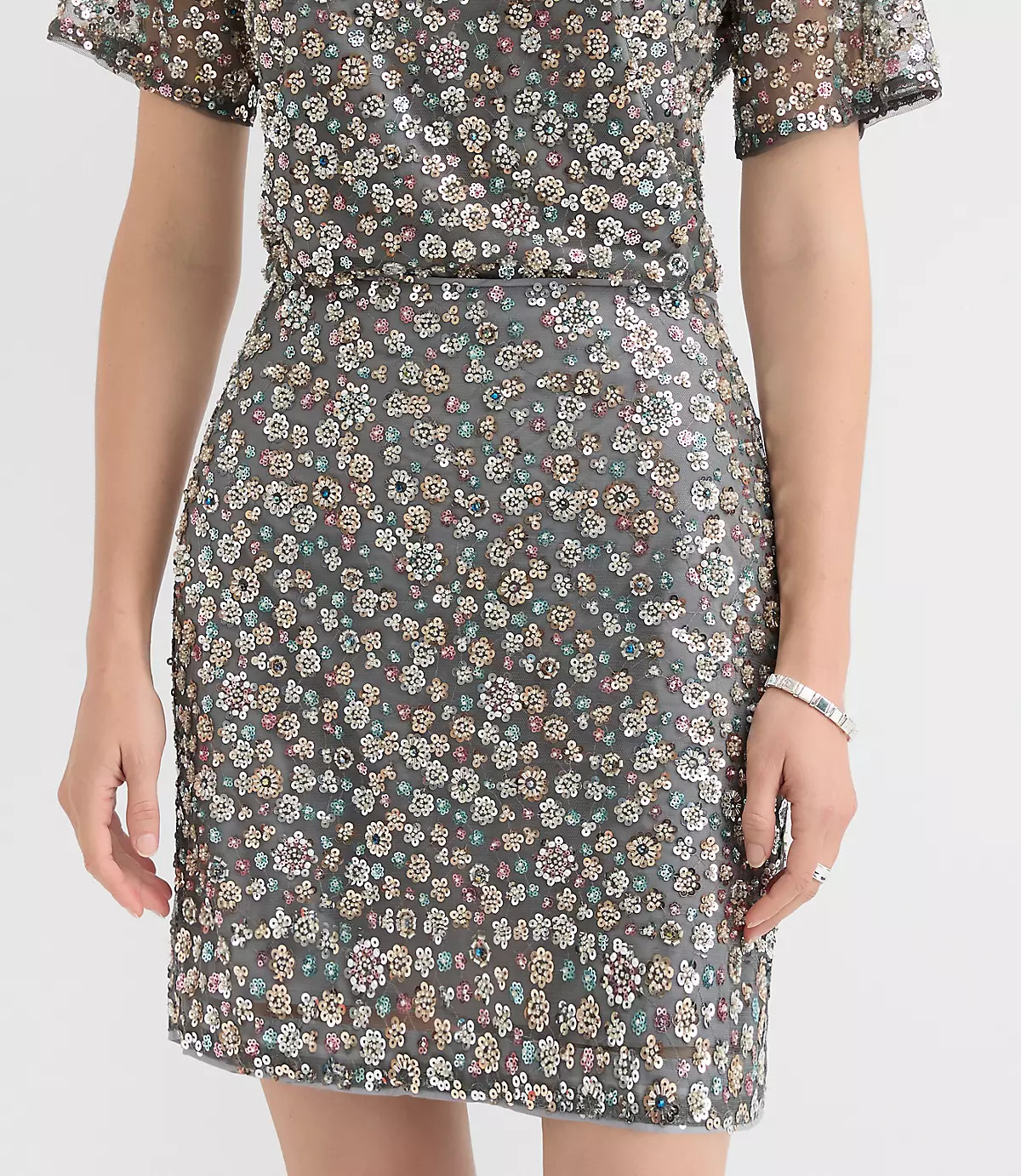 Floral Sequin Mini Skirt | LOFT