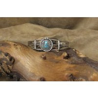 Vintage Petite Sterling Silver Turquoise Cuff Bracelet | Etsy (US)