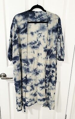 TREE OF LIFE -Blue & Beige Tie Dye Boho Duster Coat Top Fit 10-12-14-16 One Size | eBay AU