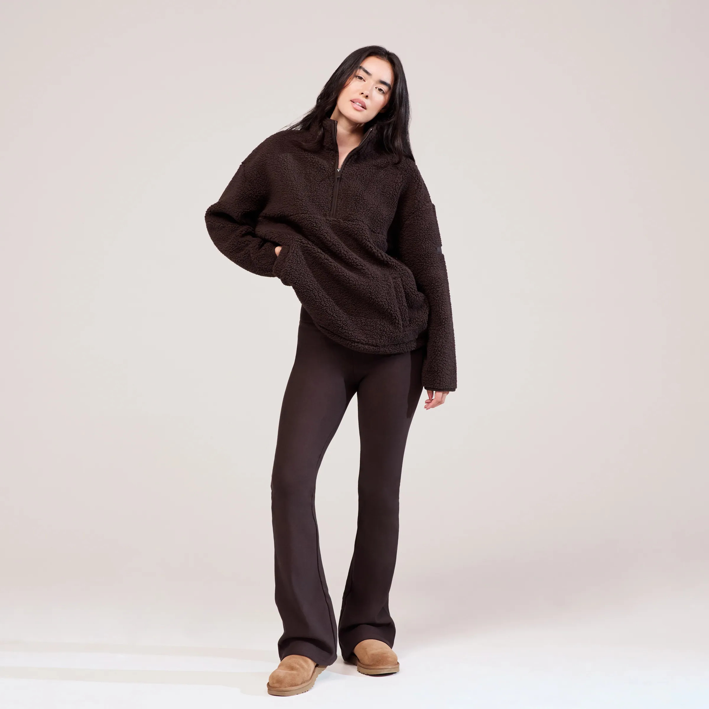 Borg 1/4 Zip Fleece | Espresso Brown | LOVALL