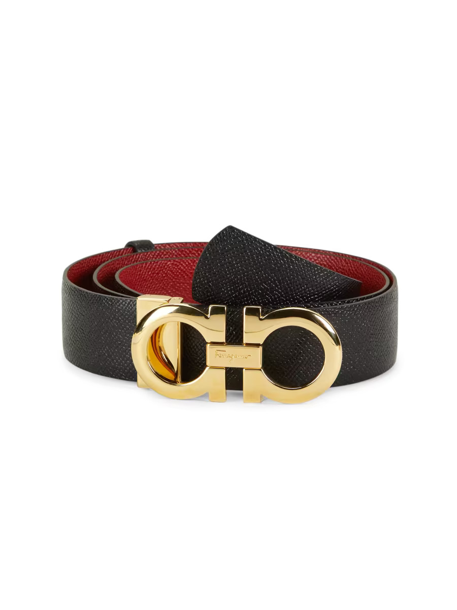 Double Gancini Reversible Leather Belt | Saks Fifth Avenue