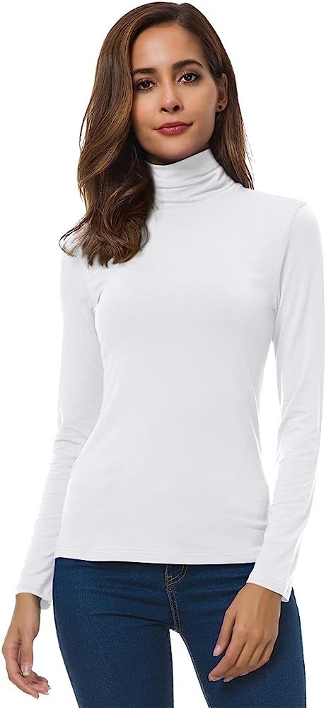 VOBCTY Womens Long Sleeve Turtleneck Lightweight Slim Active Shirt (White-1, Small) at Amazon Wom... | Amazon (US)