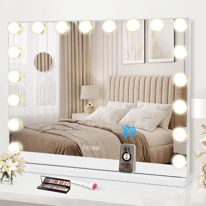 COOLJEEN Large Hollywood Beauty Vanity Mirror with Lights 18 LED Bulbs 3 Color Lighting Modes Mak... | Amazon (US)
