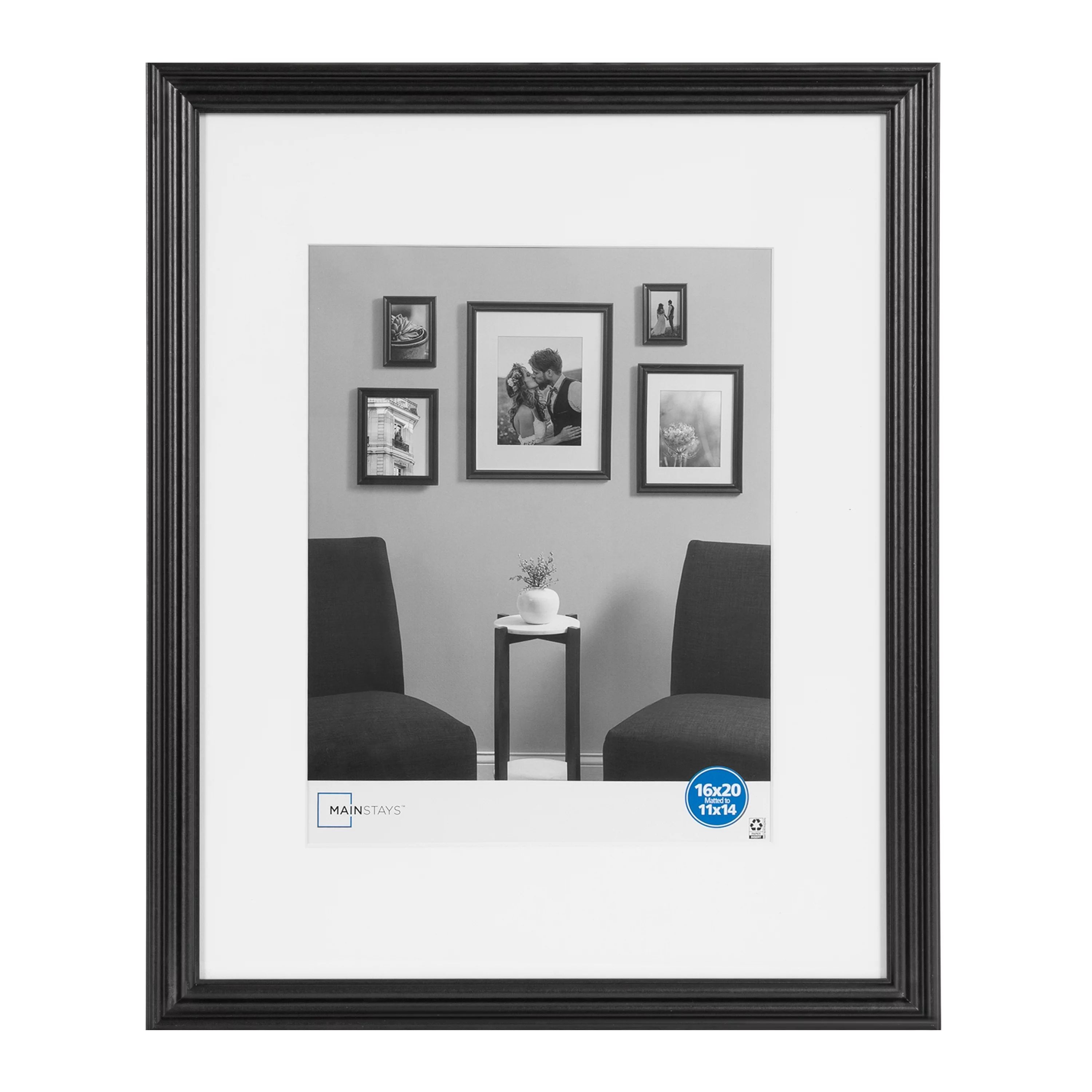 Mainstays 16x20 Matted to 11x14 Traditional Gallery Wall Picture Frame, Black | Walmart (US)