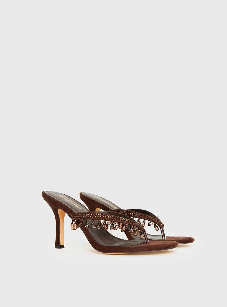 Ameliah Tassel Heels Brown | Princess Polly US