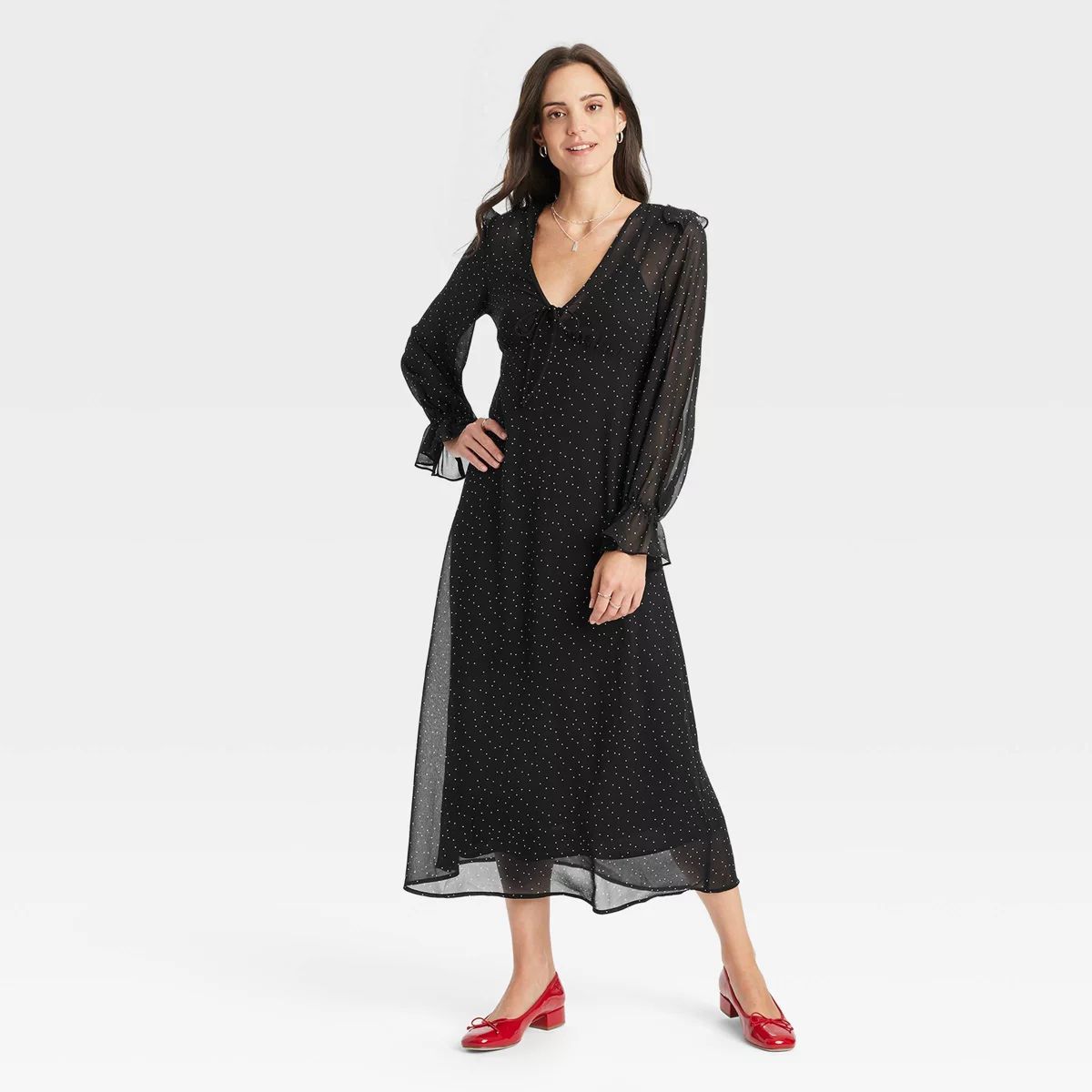 Women's Long Sleeve Sheer Maxi Dress - A New Day™ | Target