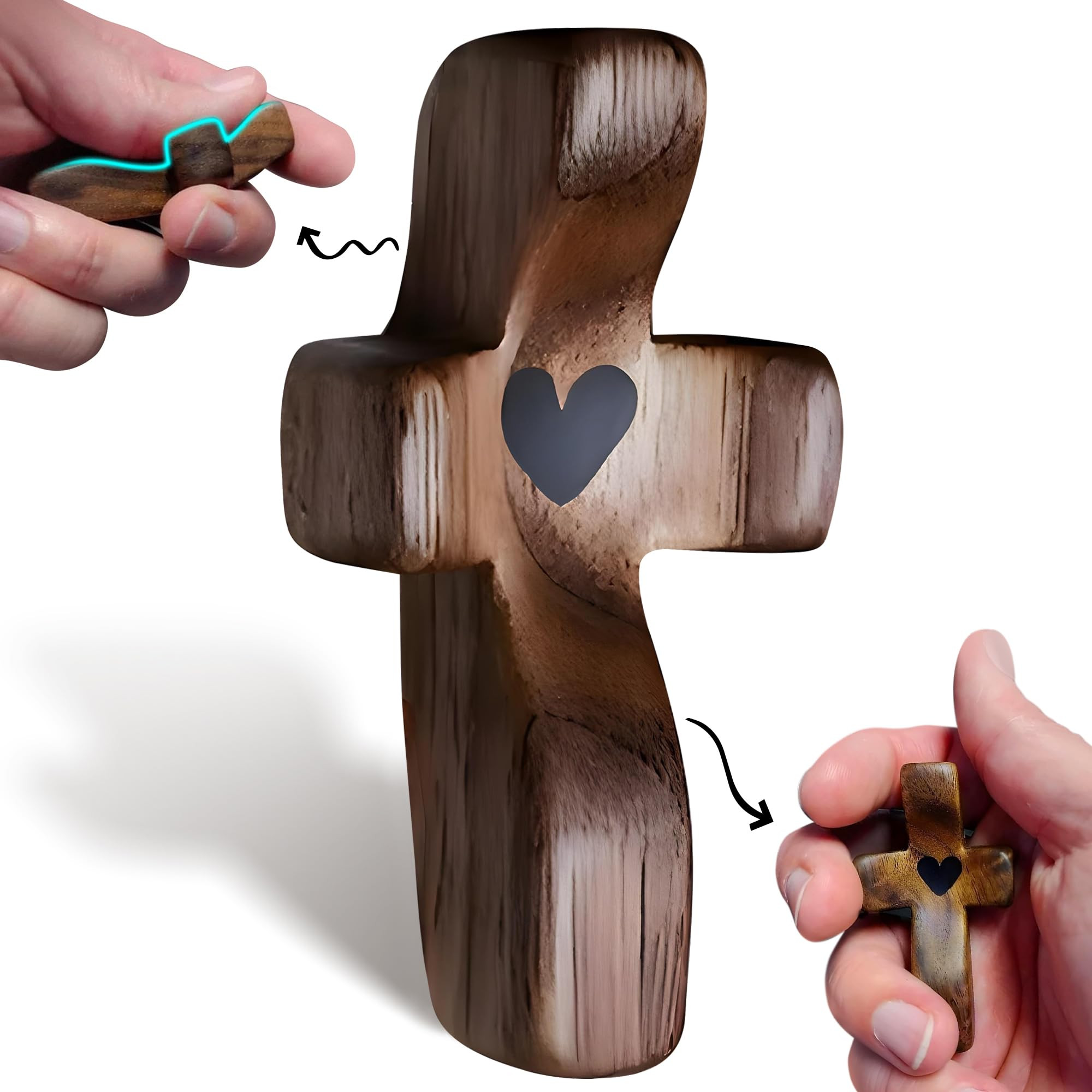 Cross My Heart,Wooden Cross,Encouragement Gift Stress Relief Cross,Prayer Cross for Hand,Pocket C... | Amazon (US)