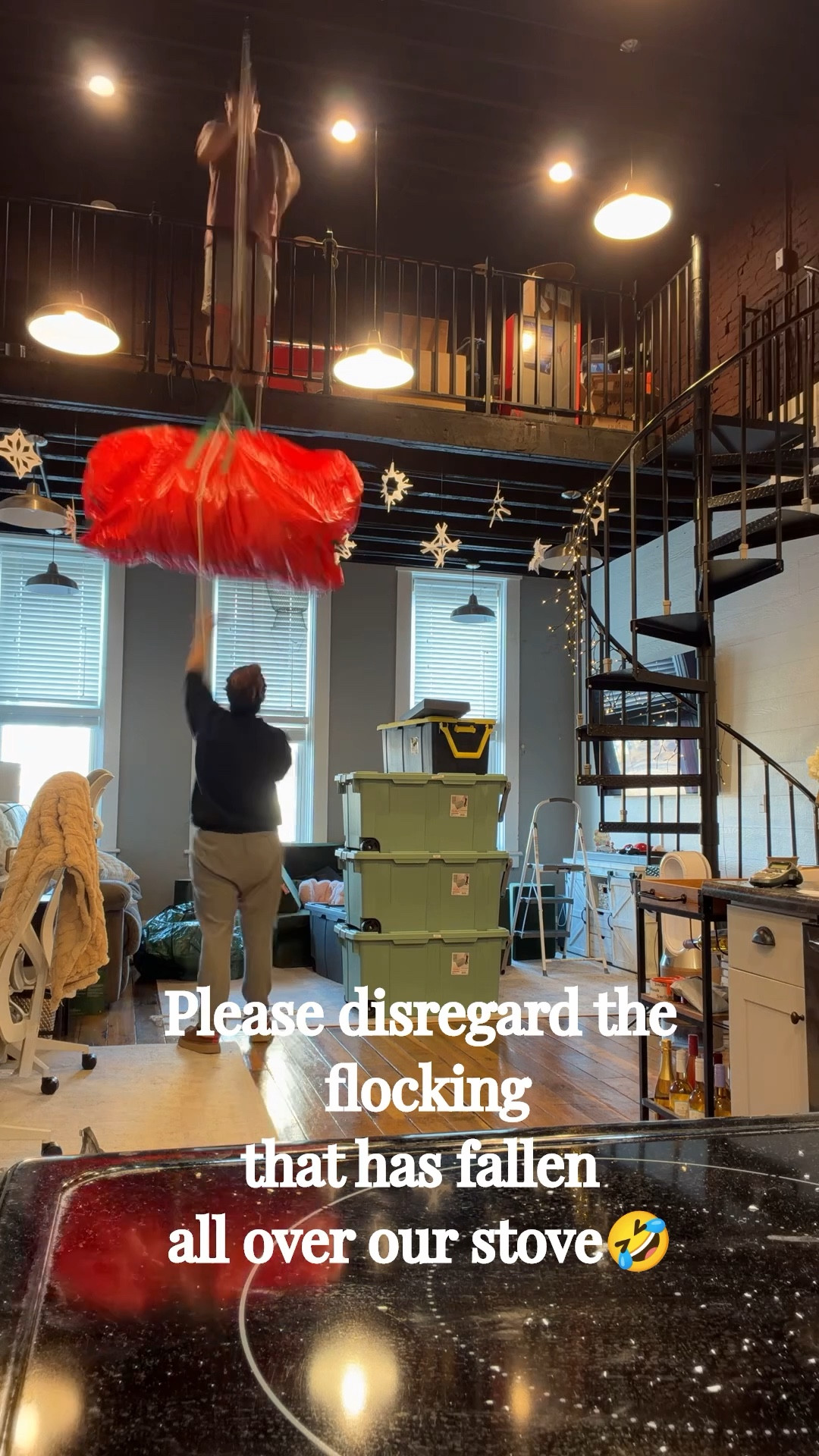 When you have a loft with a spiral staircase, you have to get creative in getting heavy items up to storage. Jason had blocks, we got rope for them, and our system was born! We have a few different kinds of Christmas tree bags, but we only use one kind of storage tote (just have them in different colors). They are heavy duty, have wheels, and a handle on one end for ease in moving and hoisting- plus they stack really well!

#LTKFindsUnder50 #LTKHome #LTKOver40