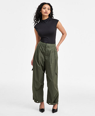 Women's Olive Barrel-Leg Pants | Macy's