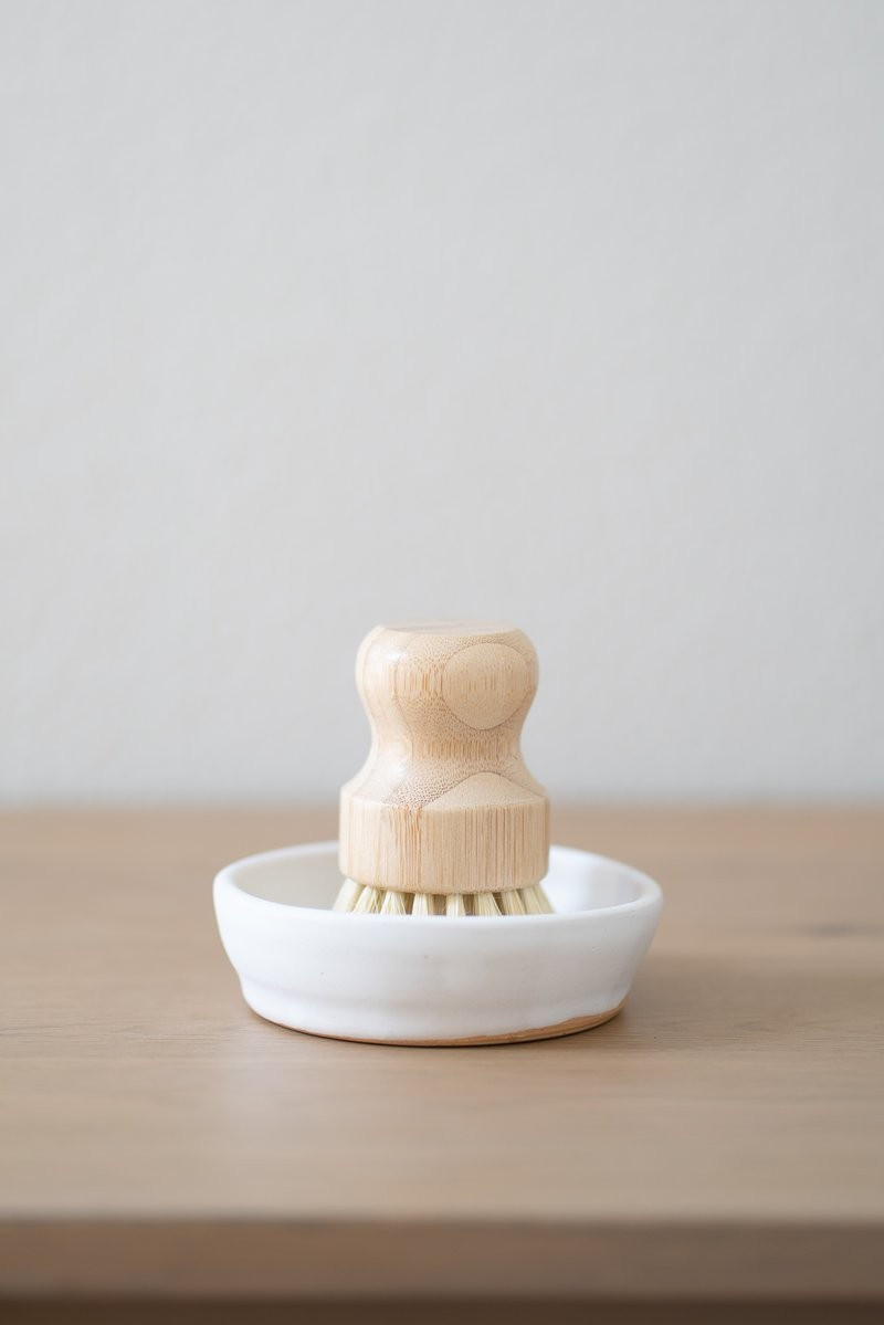Wood Pot Brush and Handmade Ceramic Dish Set | Urban Ember