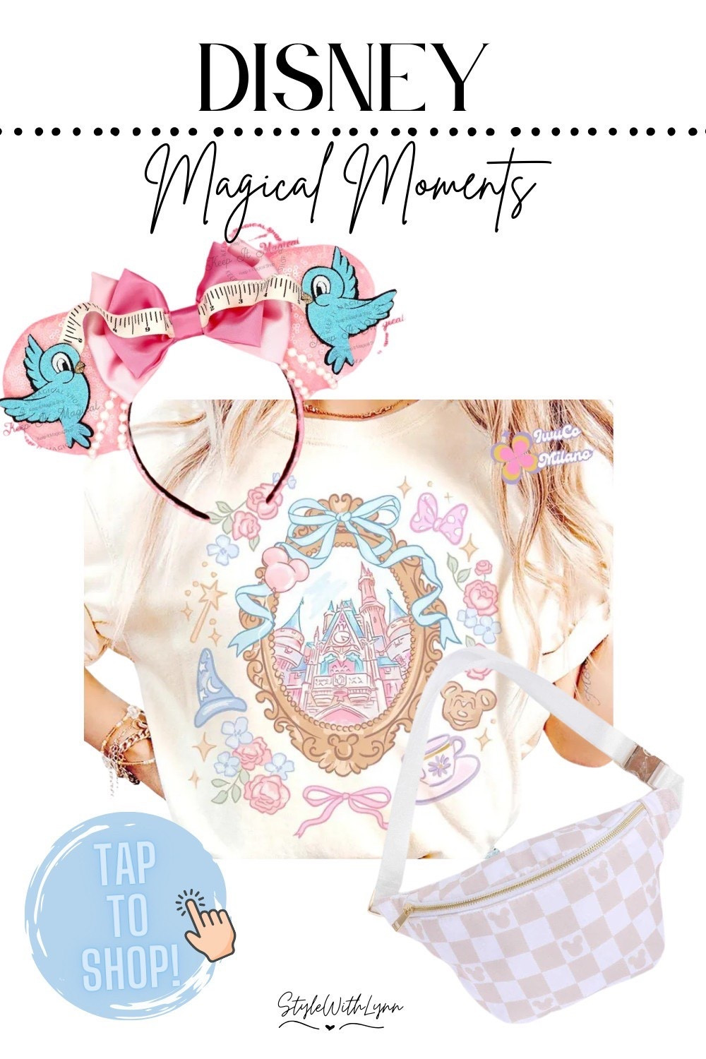 Headed to the parks? This dreamy Disney look is perfect for a full day of park hopping, castle photos, and Mickey treats. Featuring a pastel princess graphic tee, custom Cinderella-inspired ears, and the cutest checkered Mickey belt bag — this outfit is comfy, cute, and totally magical.

🛒 Tap to shop everything & save it to your Disney day look list!
📲 Don’t forget to follow me on LTK for daily Disney outfit inspo, vacation must-haves, and park essentials!

#DisneyOutfit #LTKDisney #DisneyStyle #DisneyParks #DisneyFashion #LTKStyle #LTKTravel #DisneyCreator #DisneyOOTD  #ParkHoppingReady

