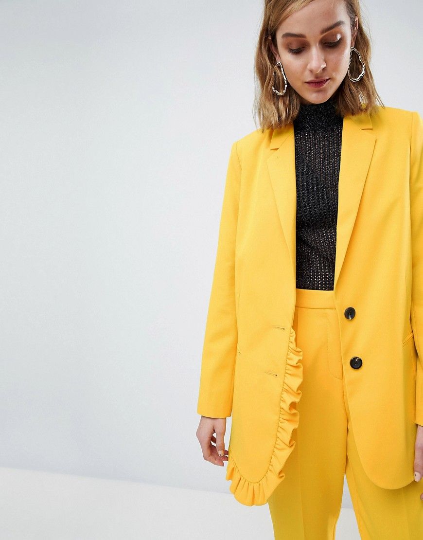 ASOS Pop Frill Blazer - Yellow | ASOS US