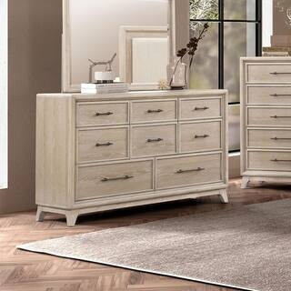 Liston Oak 8-Drawer 64 in. Dresser with Bracketed Feet and Black Metal Handles | The Home Depot