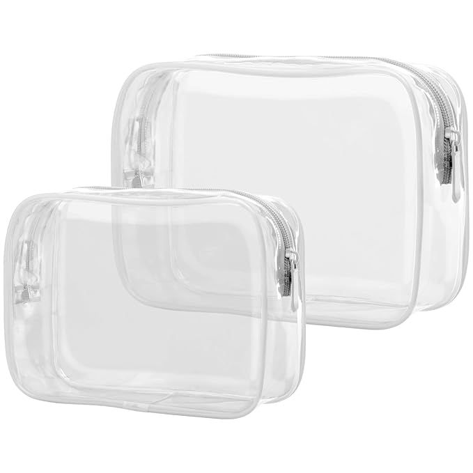 PACKISM Clear Toiletry Bag, 2 Pack TSA Approved Quart Size Travel Makeup Cosmetic Bag for Women M... | Amazon (US)