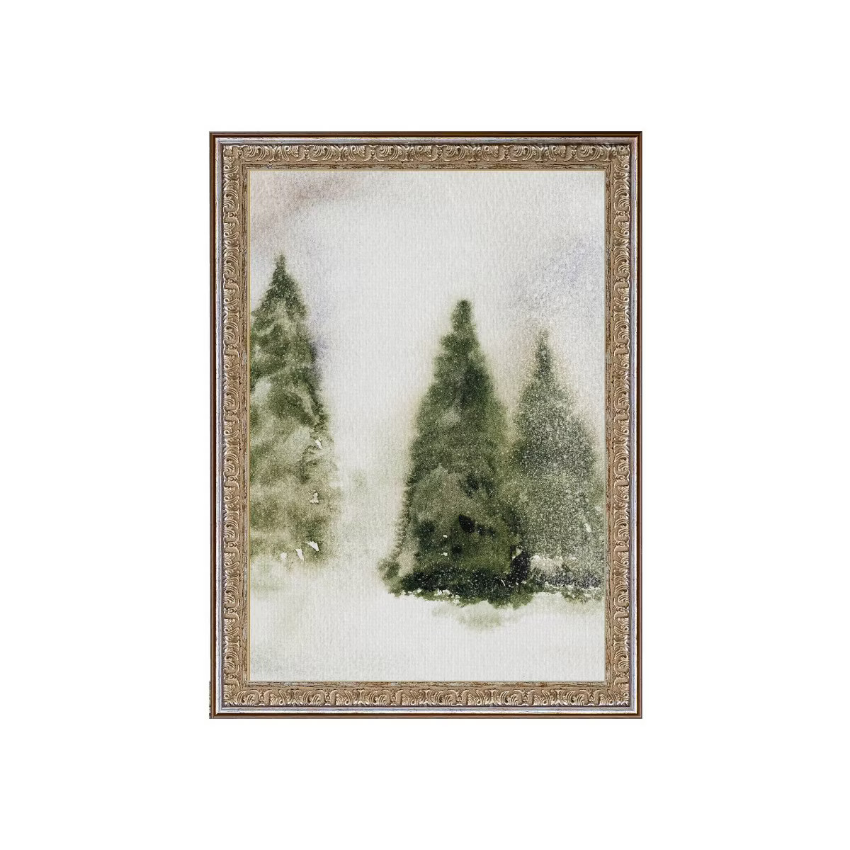 7"x10" Water Color Pines Silver/Gold Frame Wall Canvas - Petal Lane: Christmas & Holiday Art, Rus... | Target