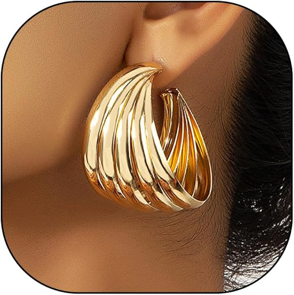 Gold Chunky Statement Earring for Prom Party,Oversized Exaggerated Dangle Earrings for Formal Eve... | Amazon (US)