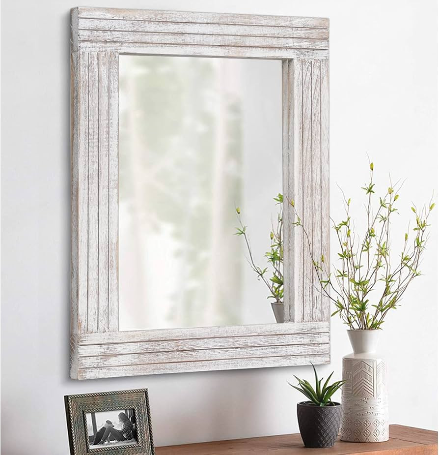 Mirrors for Wall Rustic Wooden Frame Rectangle Mirror Vintage Hanging Mirror for Bedroom Bathroom... | Amazon (US)