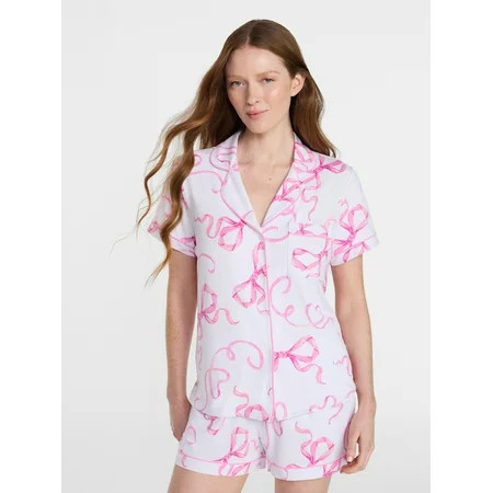 Joyspun Women’s Dreamy Soft Collection Bridal Knit Top and Shorts Pajama Set 2-Piece Sizes XS-3X | Walmart (US)
