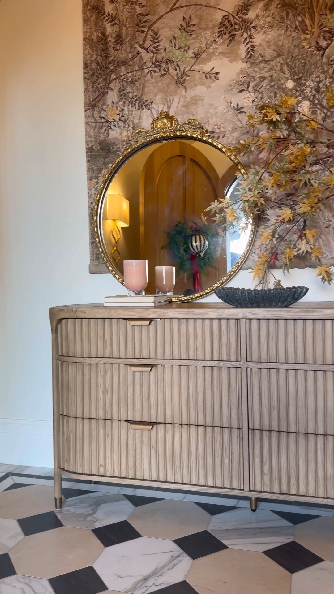 Fluted dresser
Carved bird dresser
Round gold mirror
Tapestry
White pottery 
30% off in your cart. 

#LTKCyberWeek #LTKHome #LTKSaleAlert