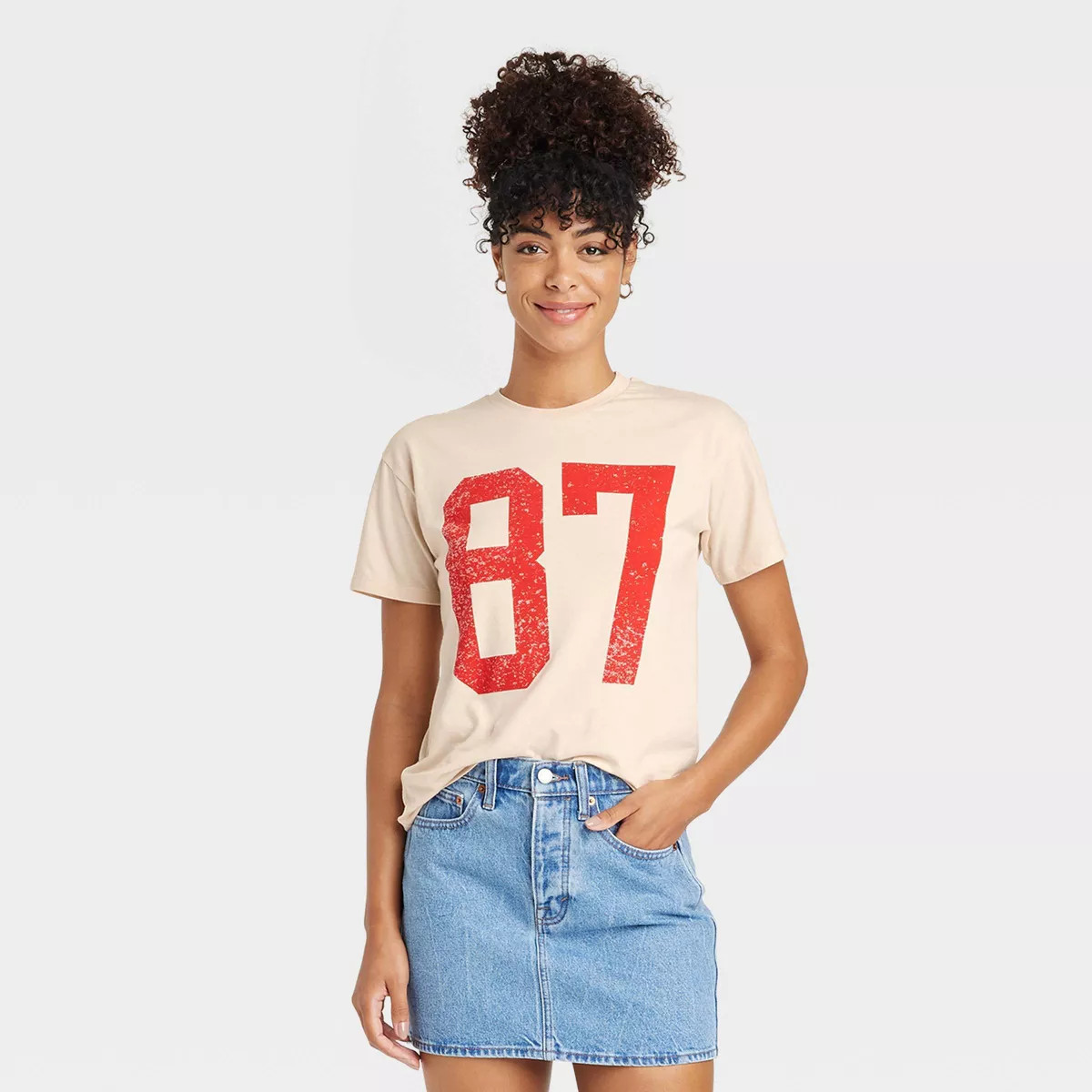 Women's Number 87 Short Sleeve Graphic T-Shirt - Beige | Target