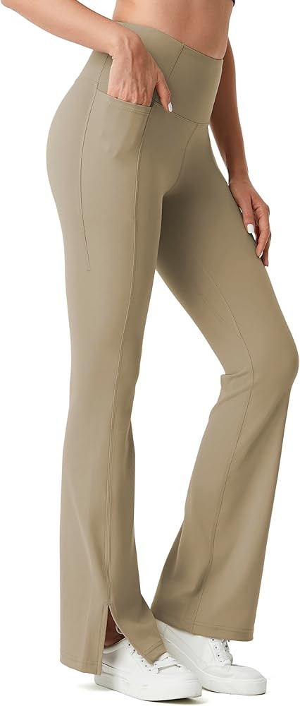 AFITNE Women's Flare Leggings High Waist Yoga Pants with Pockets Tummy Control Workout Casual Boo... | Amazon (US)