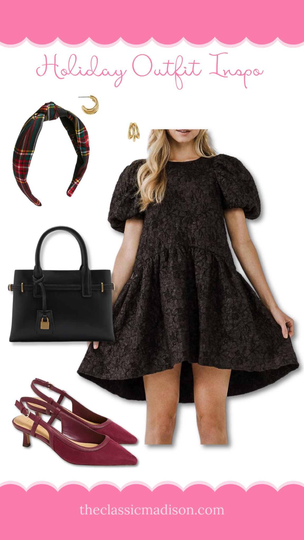 All about festive elegance 🎄✨ This black dress with puff sleeves is perfect for your next holiday party! Accessorize with plaid accents and gold details for a look that’s timeless and chic.
💗 Shop the full look now to slay your holiday season!
#HolidayStyle #FestiveFashion #TimelessLooks

#LTKStyleTip #LTKHoliday #LTKSeasonal