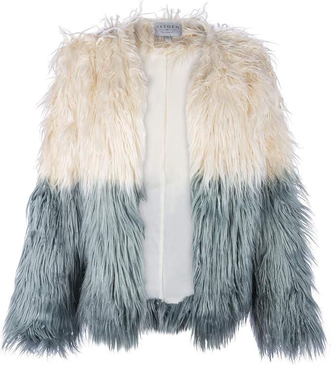 Womens Ombre Faux Fur Coat Open Front Plush Jacket | Amazon (US)