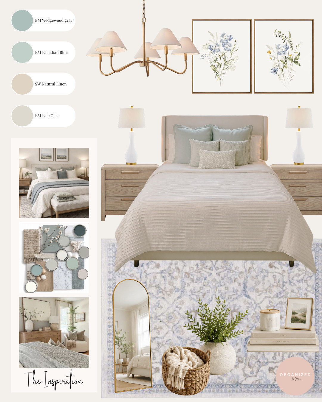 Soft blues, warm woods, and timeless neutrals 🤍✨ This modern transitional bedroom blends organic textures with classic details for a space that feels calm, elevated, and effortlessly cozy.

#SmallBedroomDesign #BlueBedroom #OrganicModern #LTKHome #HomeDecorIdeas 

 #LTKdayinmylife #LTKmorningroutine #LTKHome