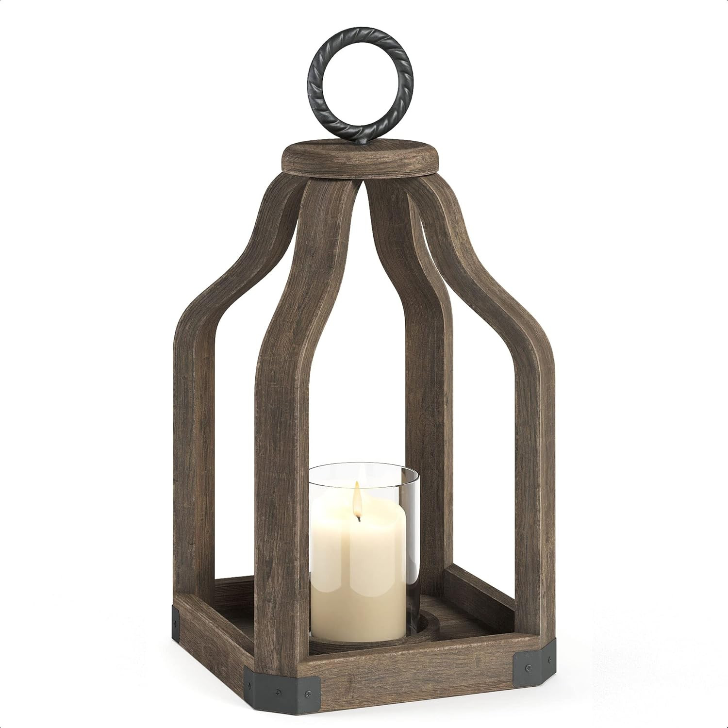 Barnyard Designs Wood Lantern Decor, Rustic Decor Candle Lantern, Outdoor Lanterns Farmhouse Cand... | Amazon (US)