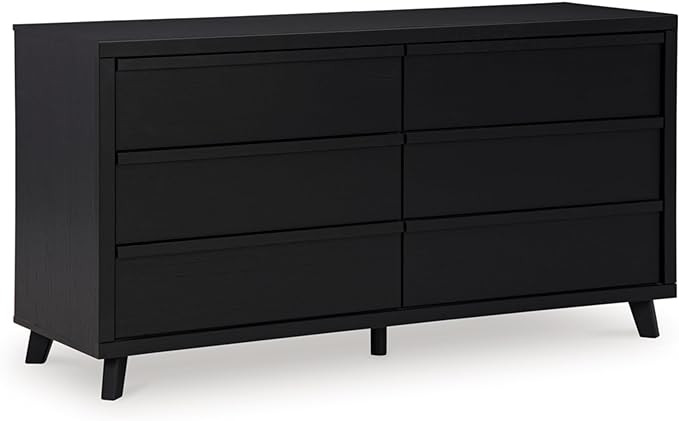 Signature Design by Ashley Danziar Modern 6 Drawer Dresser with Safety Stop for Bedroom, Black | Amazon (US)