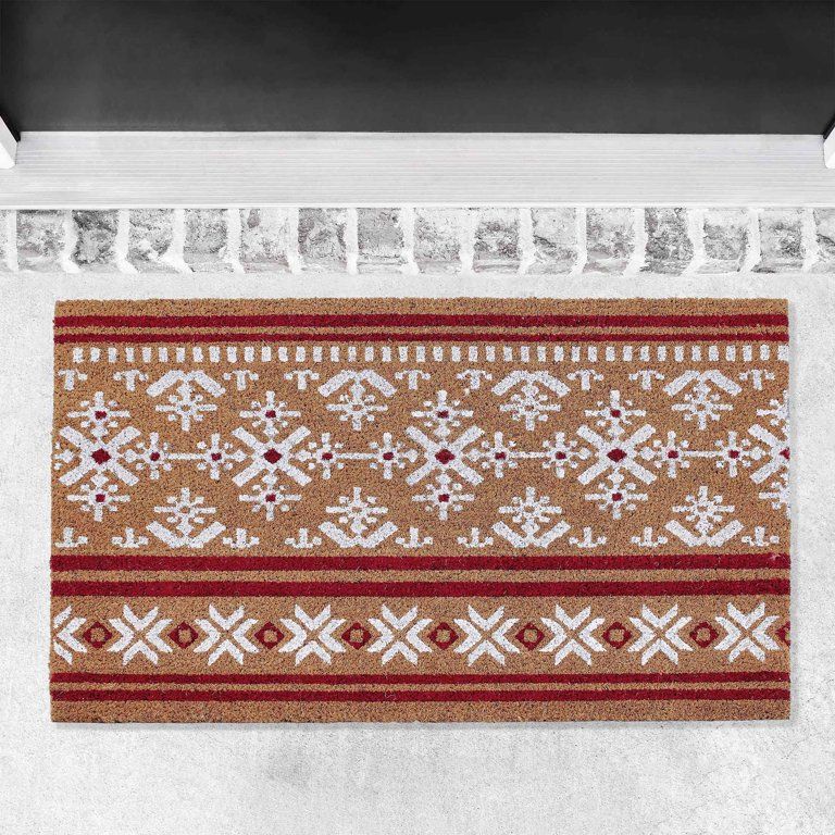 My Texas House Snowflake Holiday Printed Outdoor Coir Doormat, Natural, 18" x 30" | Walmart (US)