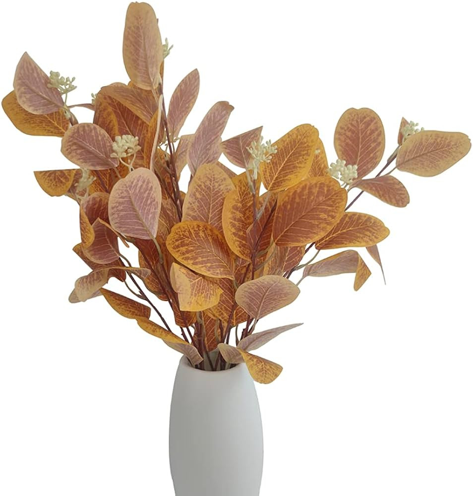 4Pcs Artificial Eucalyptus Leaves Stems Faux Eucalyptus Plant Branches for Vase Filling Home Deco... | Amazon (US)
