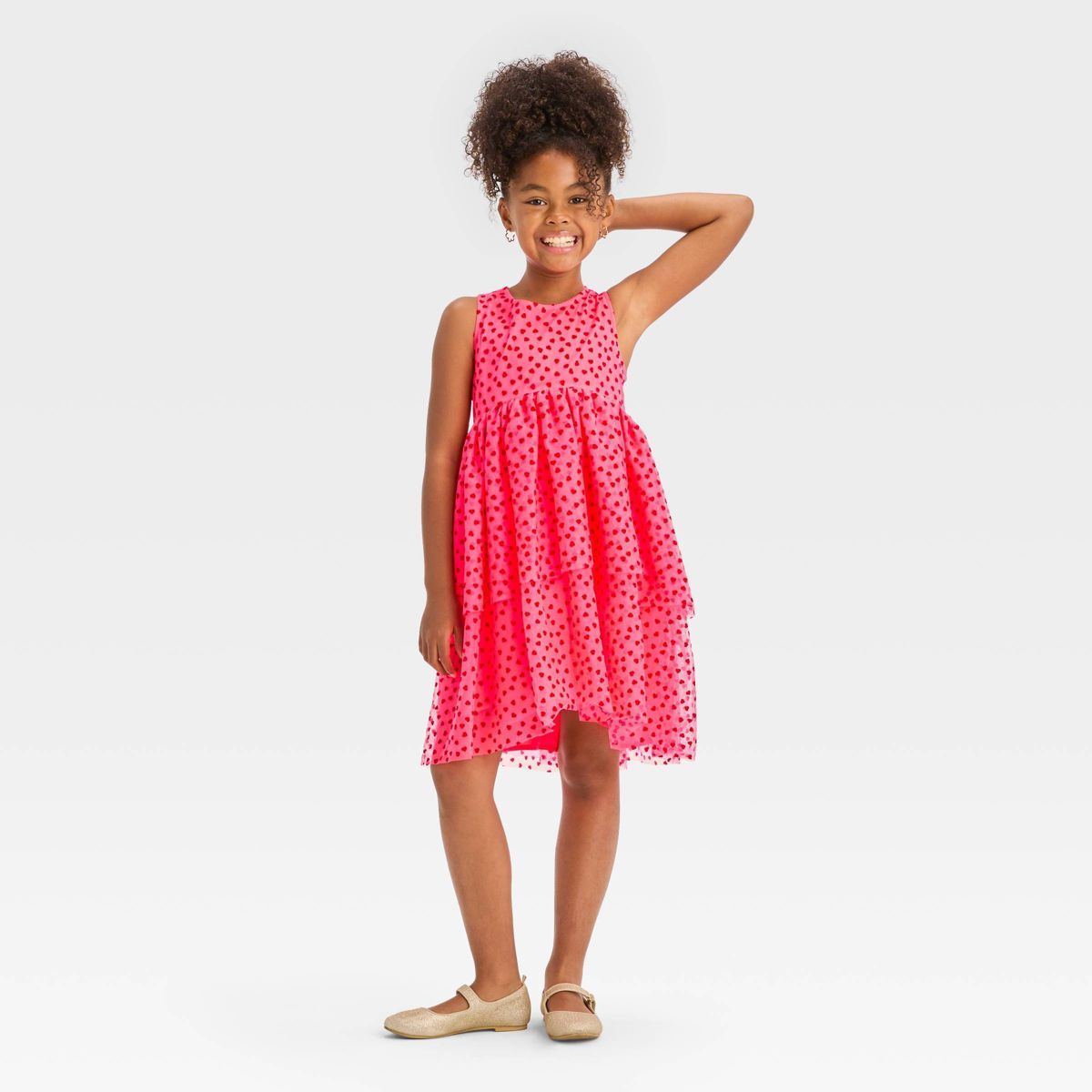 Girls' Sleeveless Tiered Tulle Dress - Cat & Jack™ Pink | Target