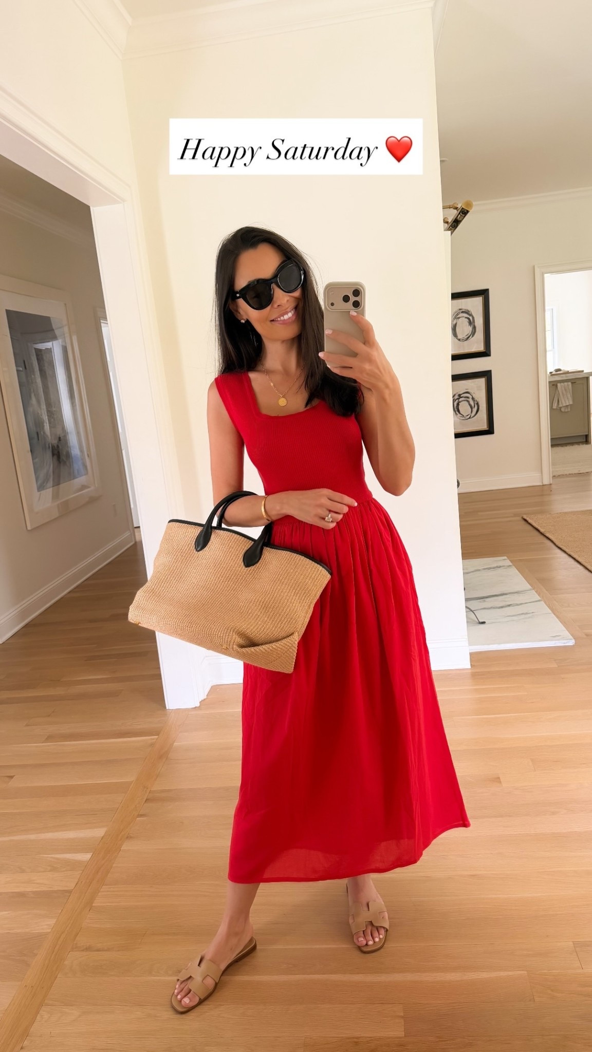 Red spring dress, Khaite raffia tote. 

#LTKootd #LTKstorytime #LTKdayinmylife