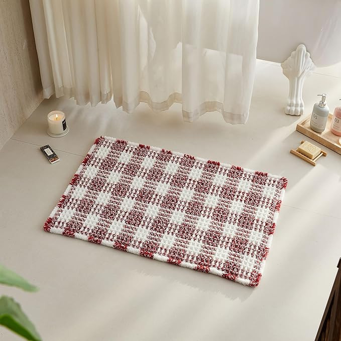Waffle Bath Mat, Boho Christmas Bathroom Rugs Non Slip Washable Absorbent Checkered Bathroom Mat ... | Amazon (US)