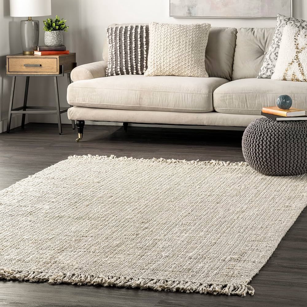 nuLOOM Daniela Farmhouse Chunky Jute Area Rug, 9x12, Off-white | Amazon (US)