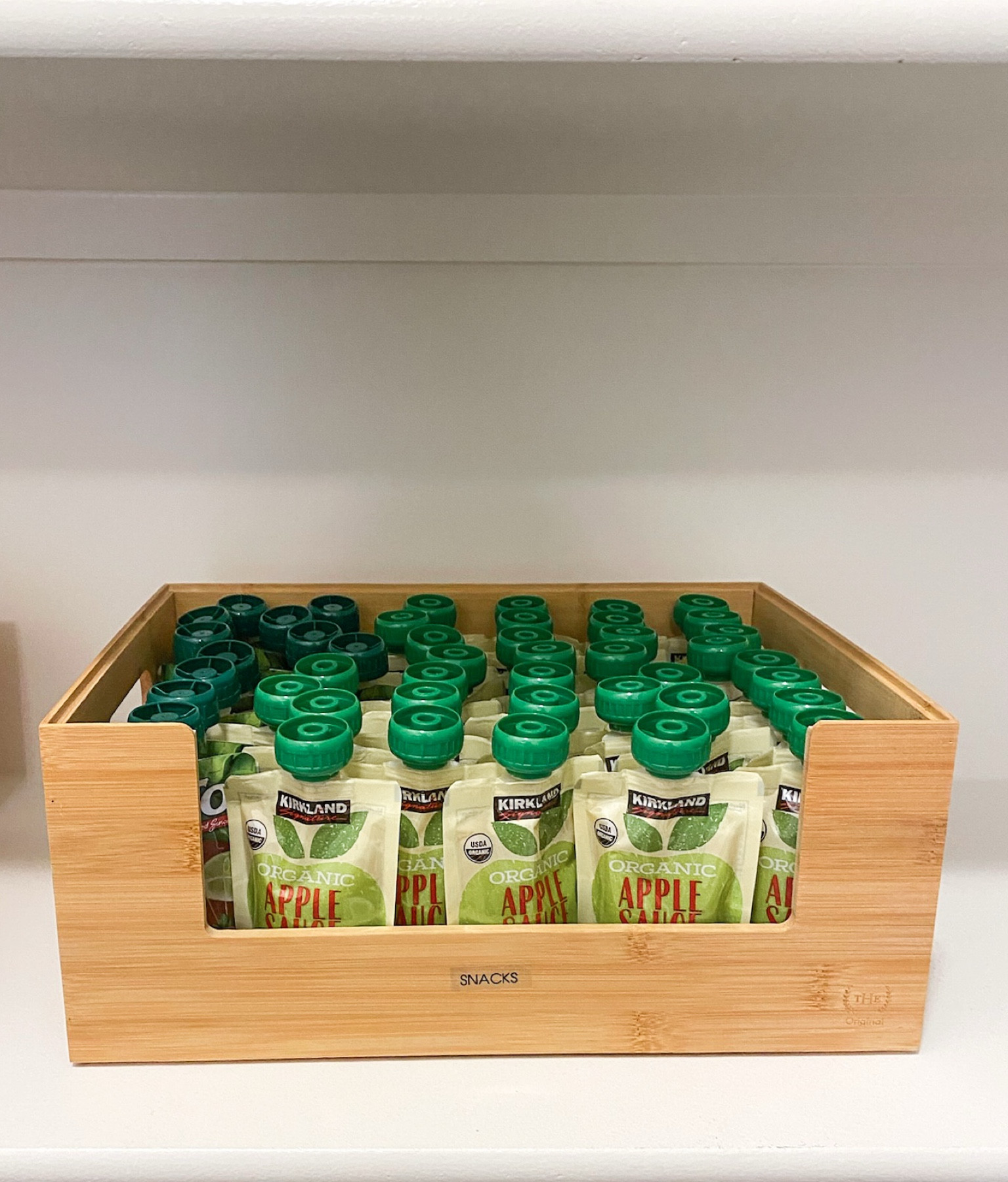 Bamboo bins • pantry organization • open front • wooden bins 

#LTKHome #LTKFamily #LTKFindsUnder50