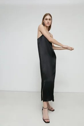Satin Midi Slip Dress | Warehouse UK & IE