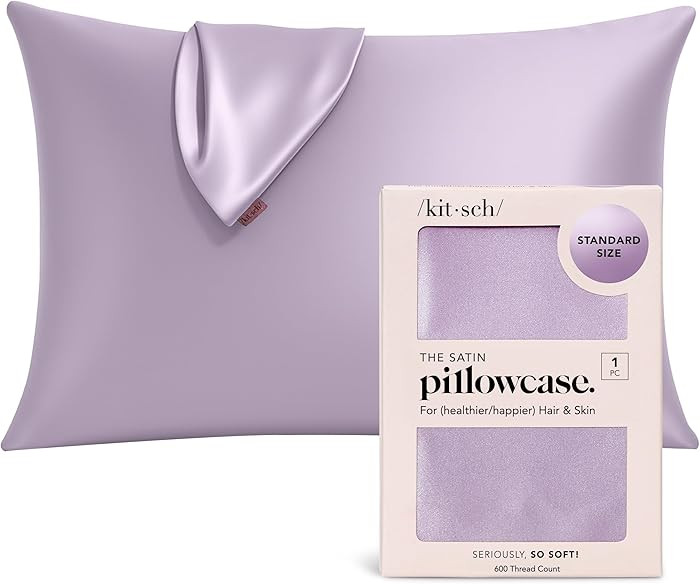 Kitsch Satin Pillowcase with Zipper for Hair & Skin, Softer Than Silk Pillow Cases Queen, Wrinkle... | Amazon (US)